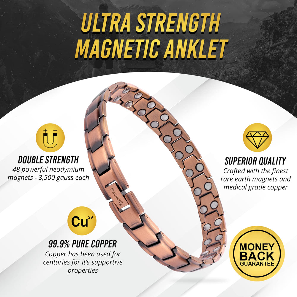 Size tool in use demonstrates quick, precise resizing of the MagnetRX ankle bracelet.