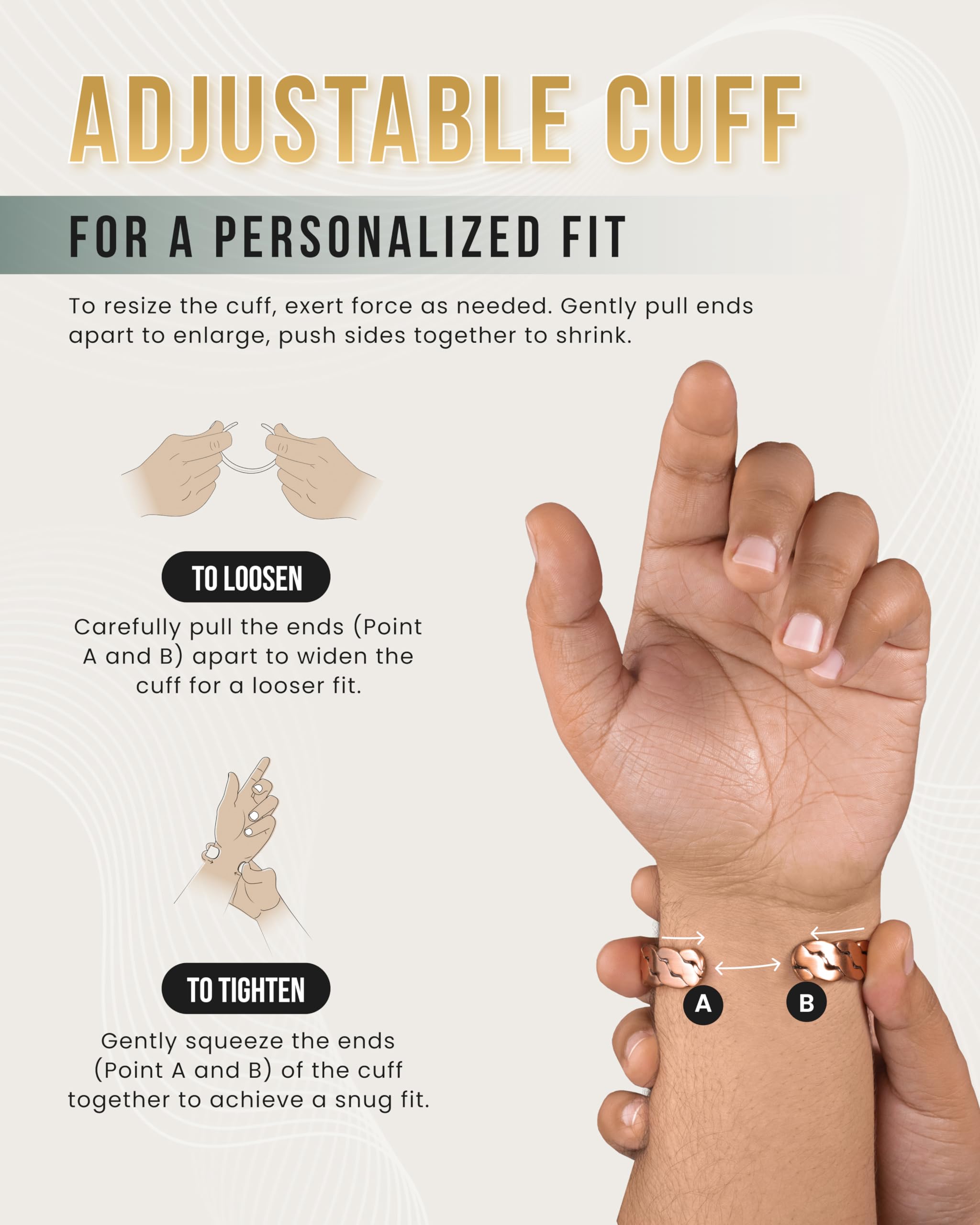 MagnetRX copper bracelet on wrist showcases versatile style for daily activities