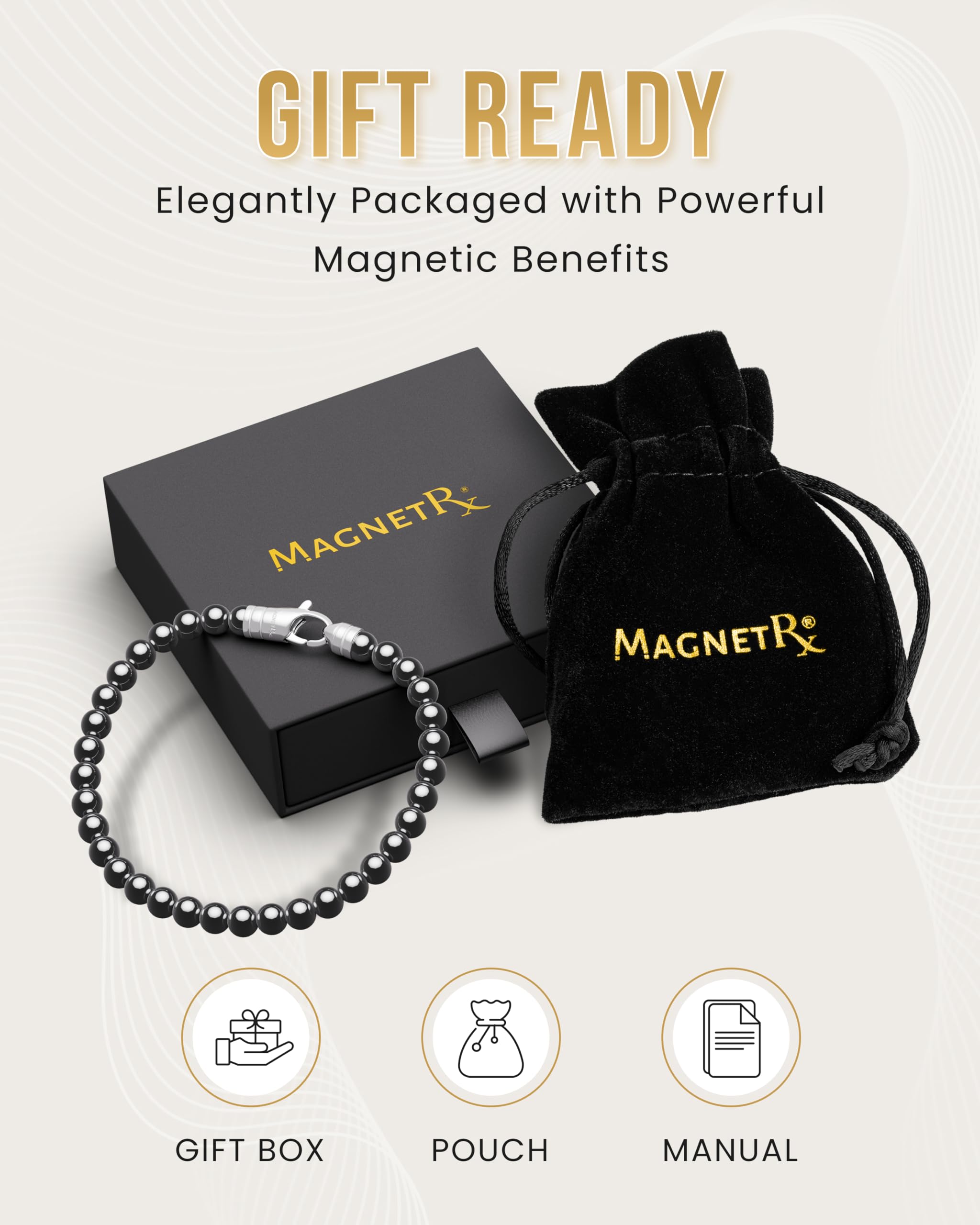 Durable steel wire construction of MagnetRX hematite bracelet