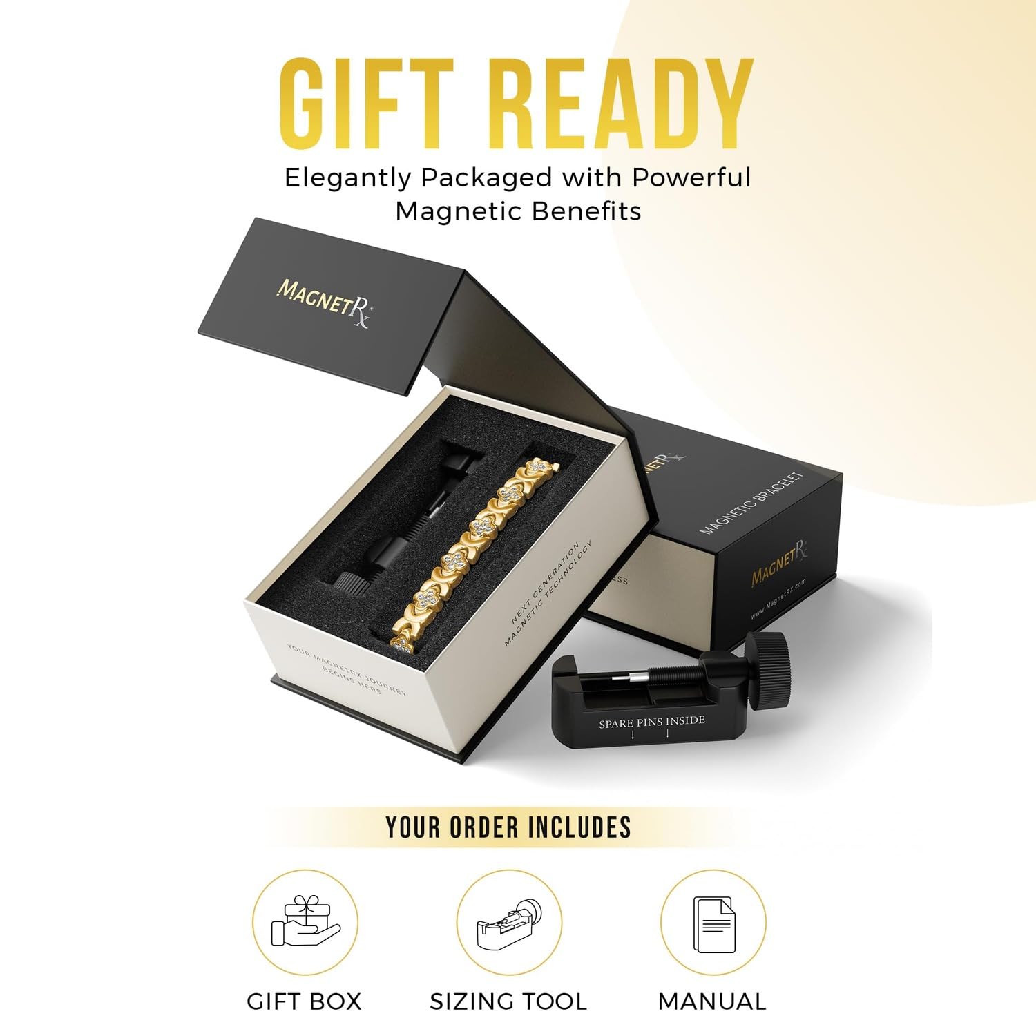 MagnetRX gift box includes sizing tool, ideal present for loved ones.