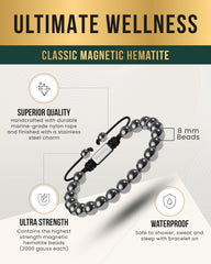 Stainless steel charm enhances MagnetRX bracelet with a modern accent.