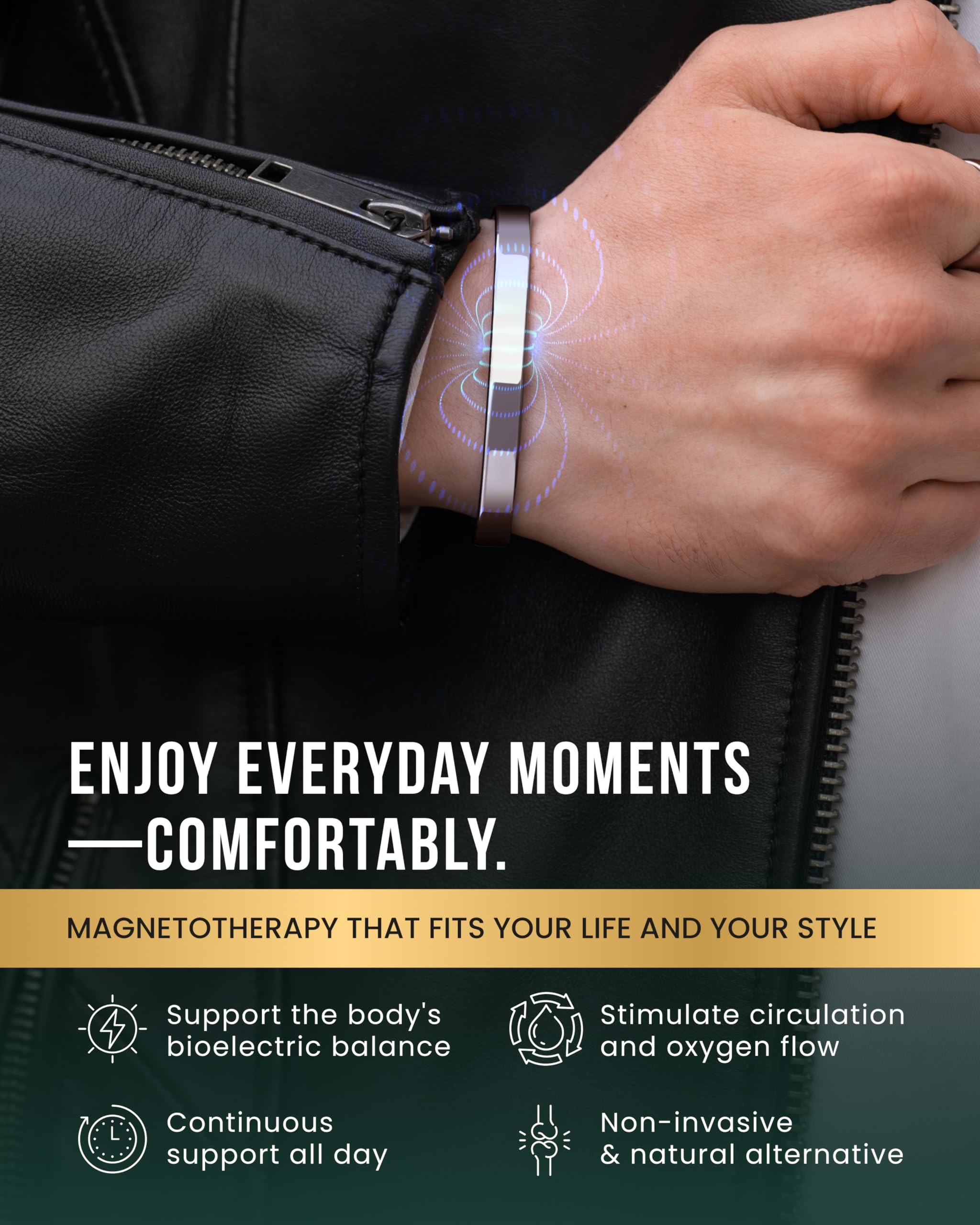 MagnetRX gift box and velvet pouch accompany the unisex bracelet.