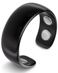 MagnetRX magnetic ring in black stainless steel, front view for everyday wear.