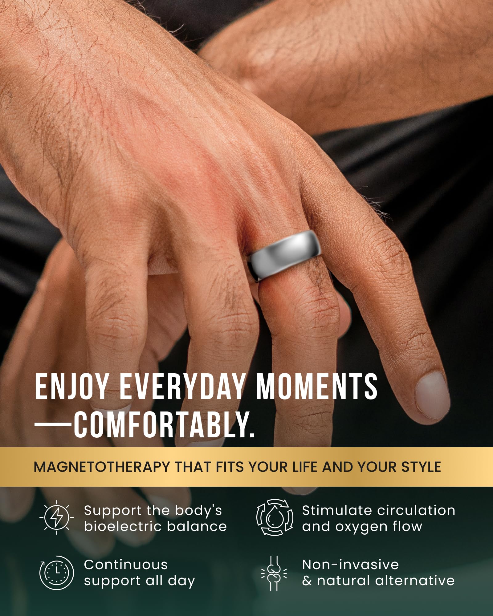 MagnetRX magnetic ring open-end design showing adjustable comfort
