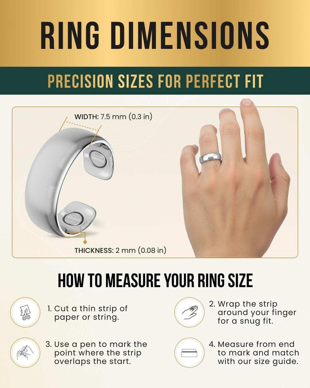 MagnetRX magnetic ring size guide displaying sizes 6 8 10 12