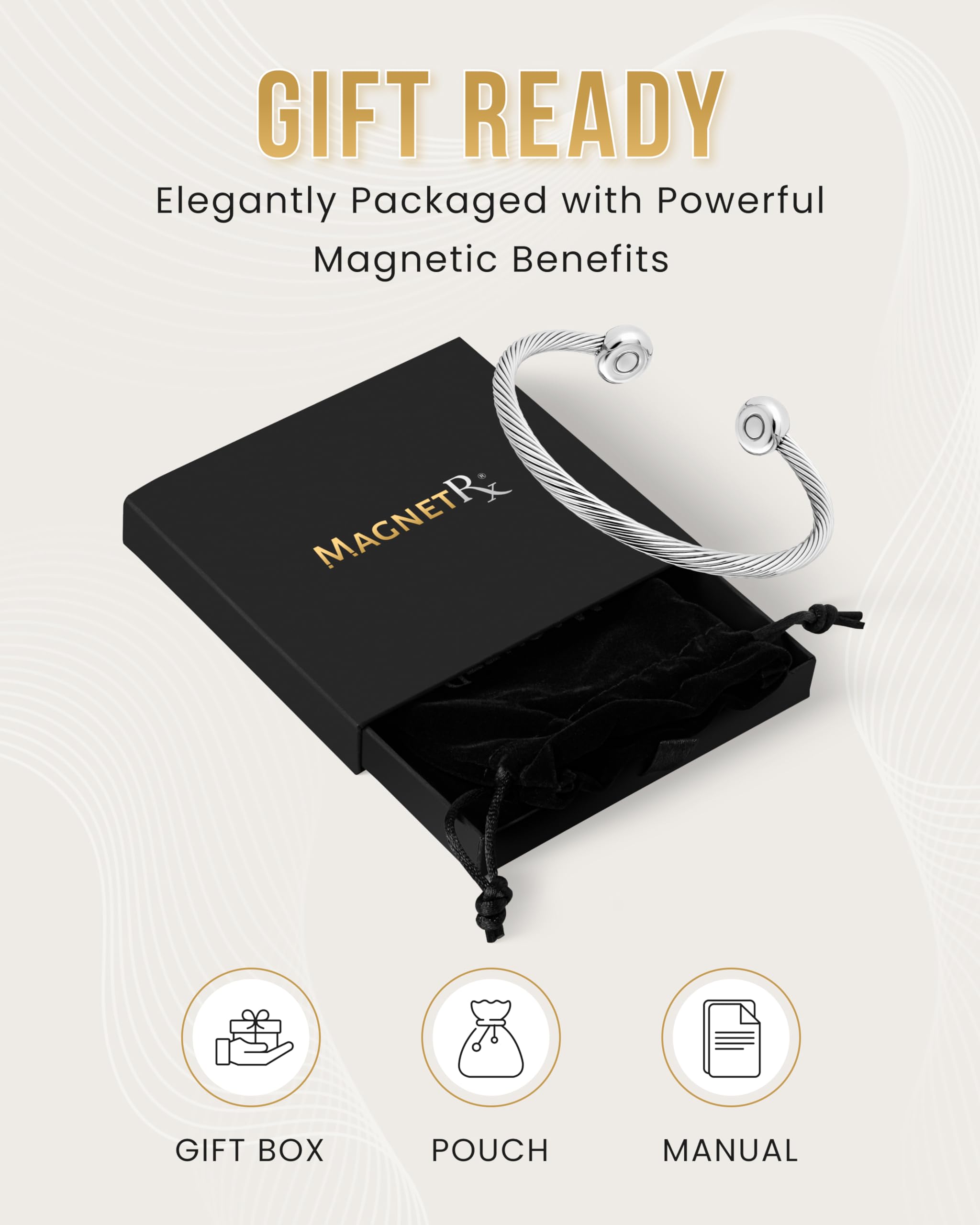 Instruction manual and support info included with MagnetRX bracelet.