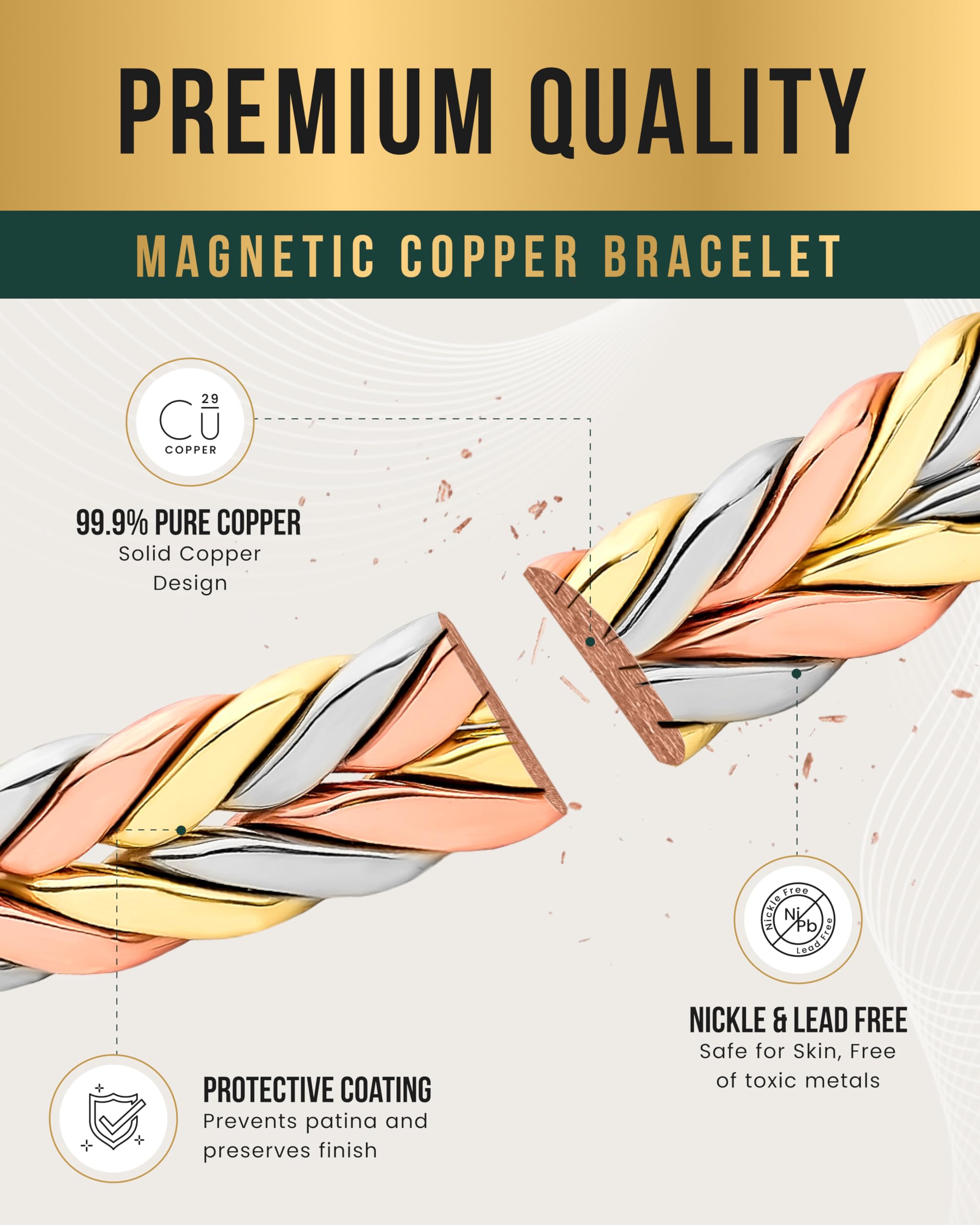 MagnetRX premium copper bracelet with hypoallergenic surface