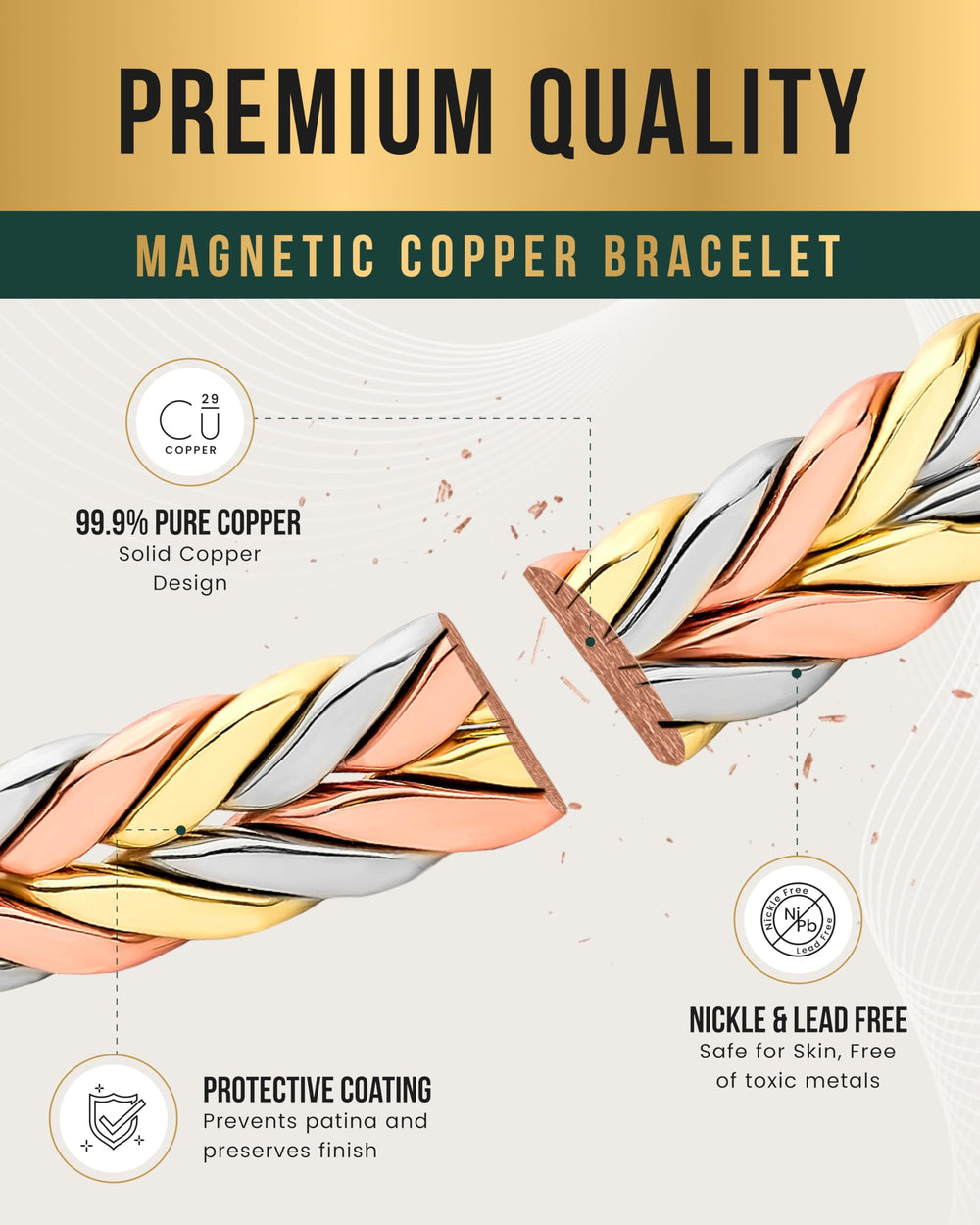 MagnetRX premium copper bracelet with hypoallergenic surface