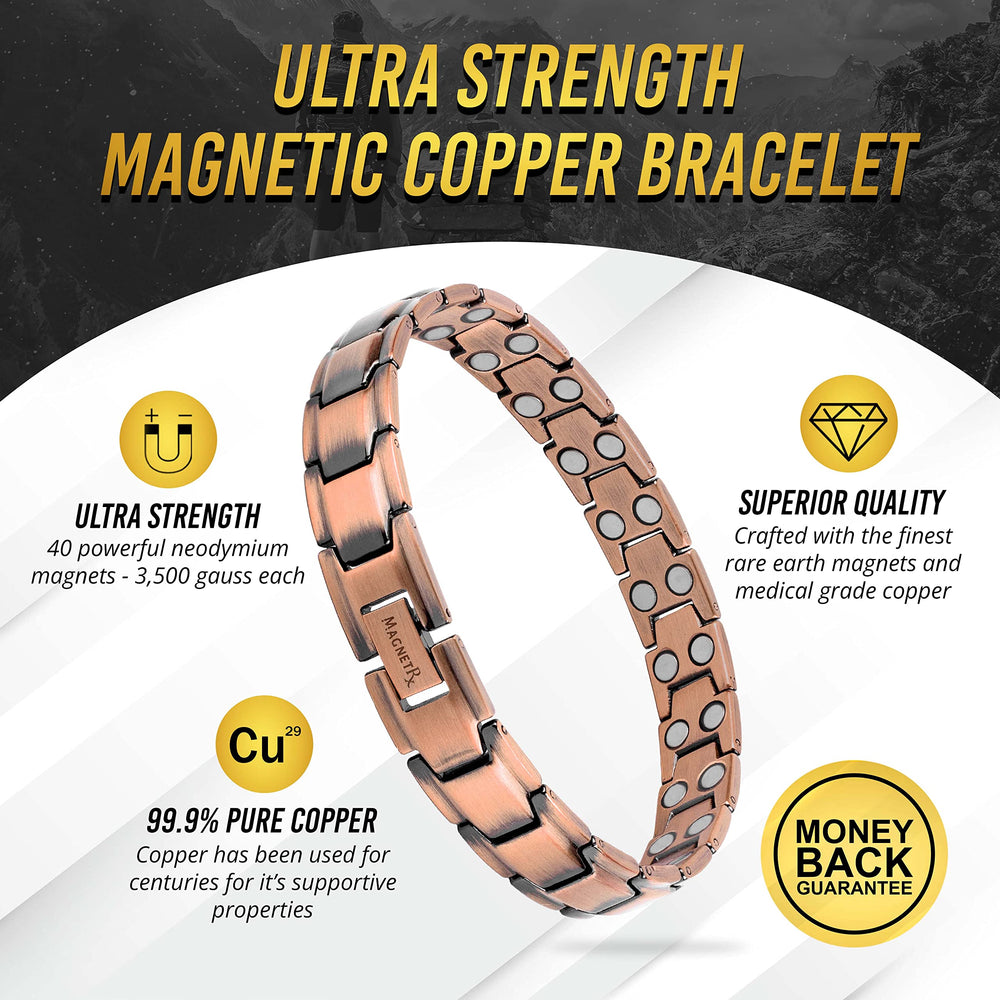 MagnetRX copper bracelet with brushed finish highlights authentic copper look