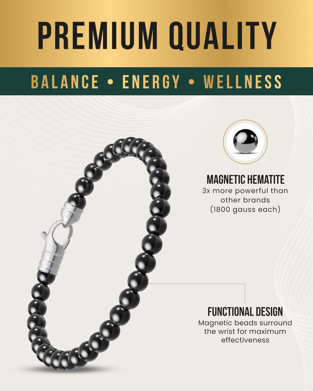 Size guide showing how to measure for MagnetRX bracelet