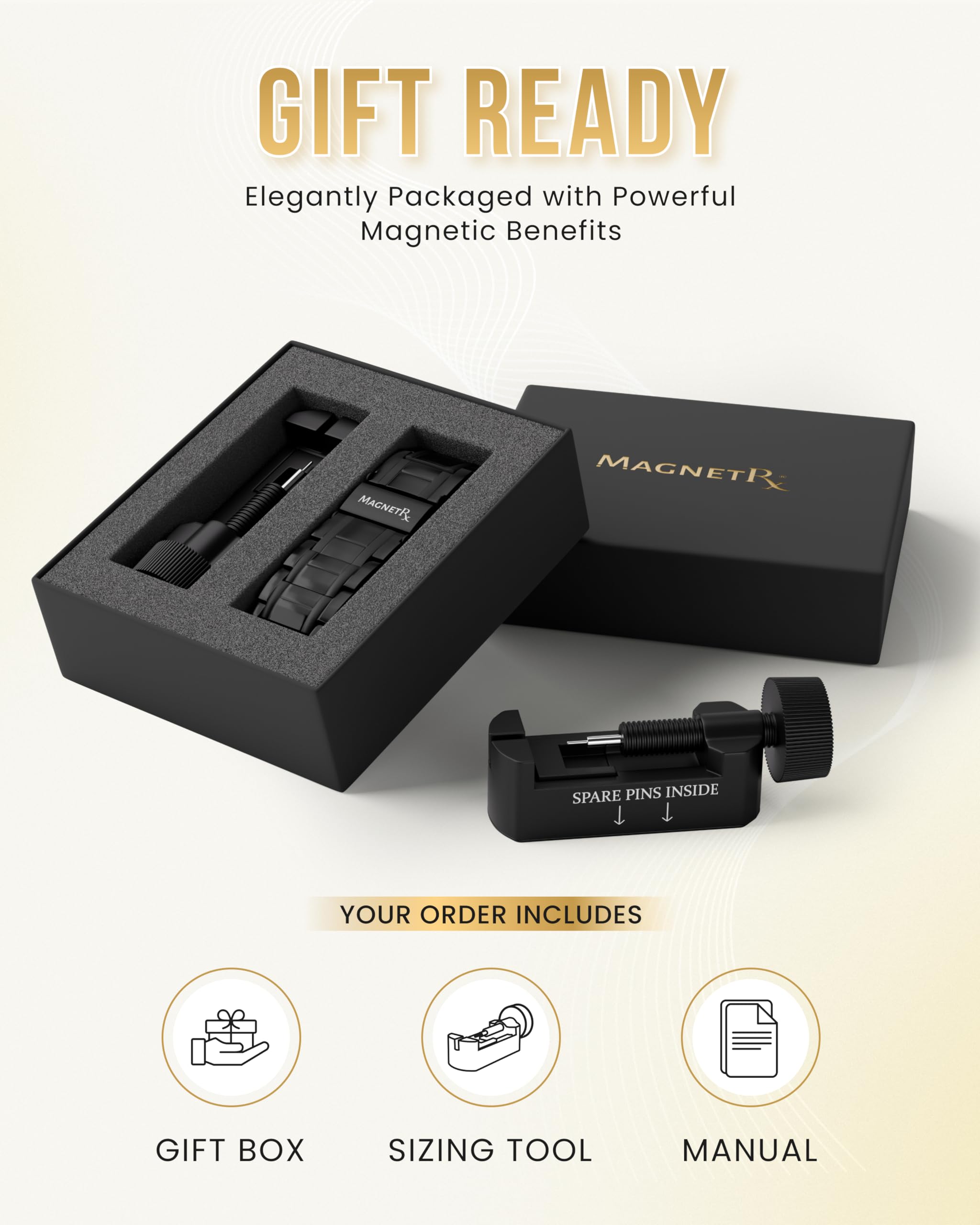 MagnetRX sleek black design complements everyday attire