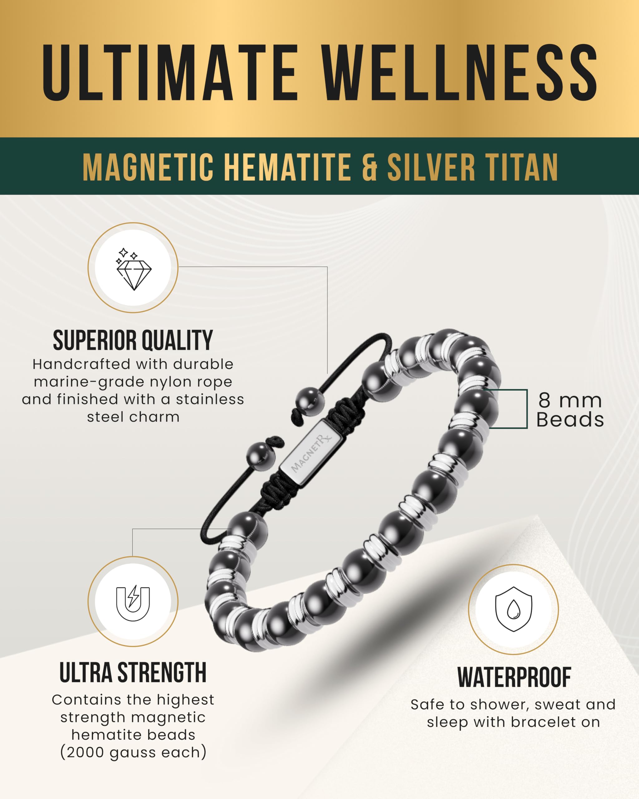 MagnetRX stainless steel charm close-up for subtle luxury and durability