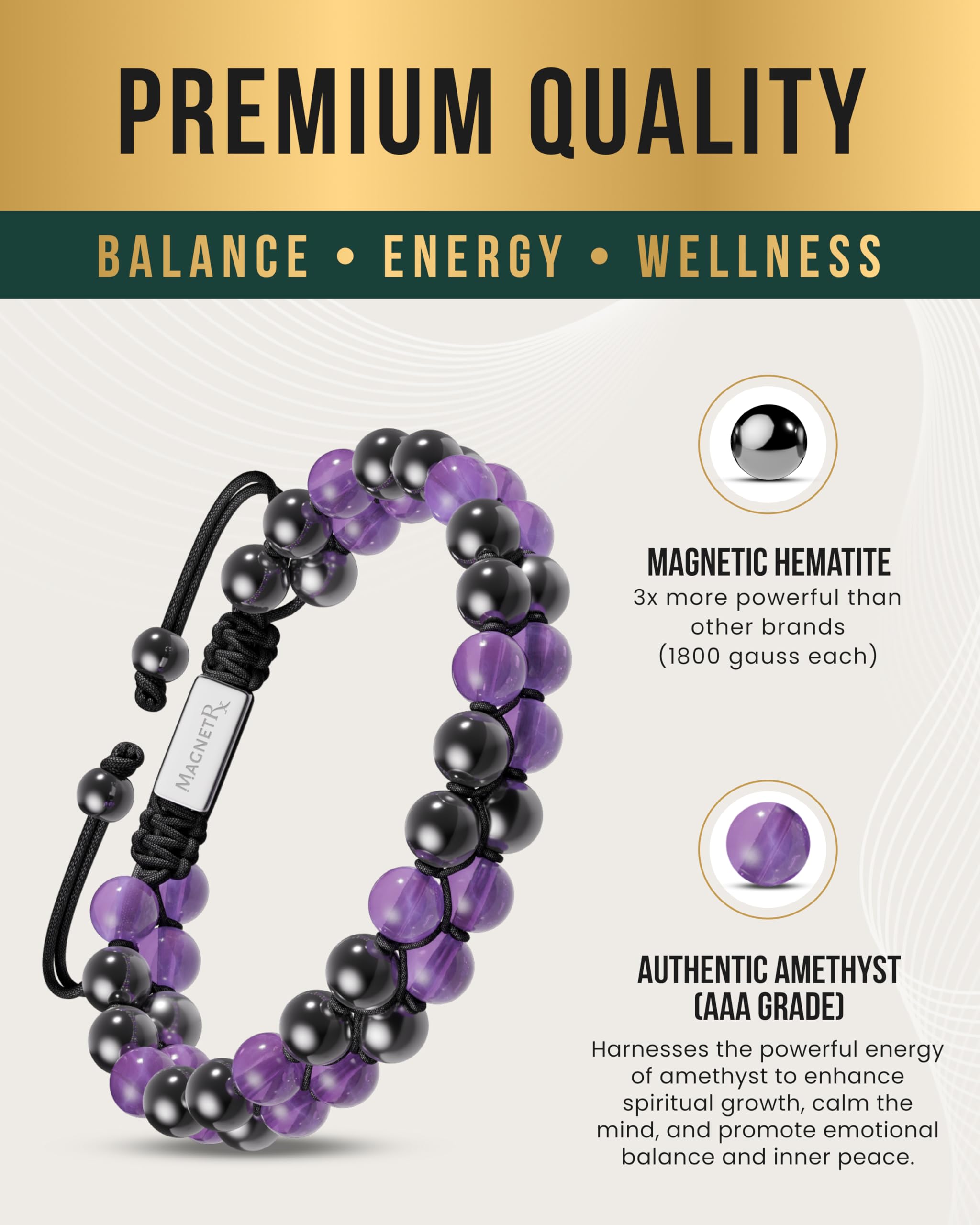 Stainless steel clasp provides secure closure on MagnetRX bracelet.
