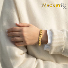 Close-up of MagnetRX titanium hypoallergenic bracelet, lightweight and skin-friendly
