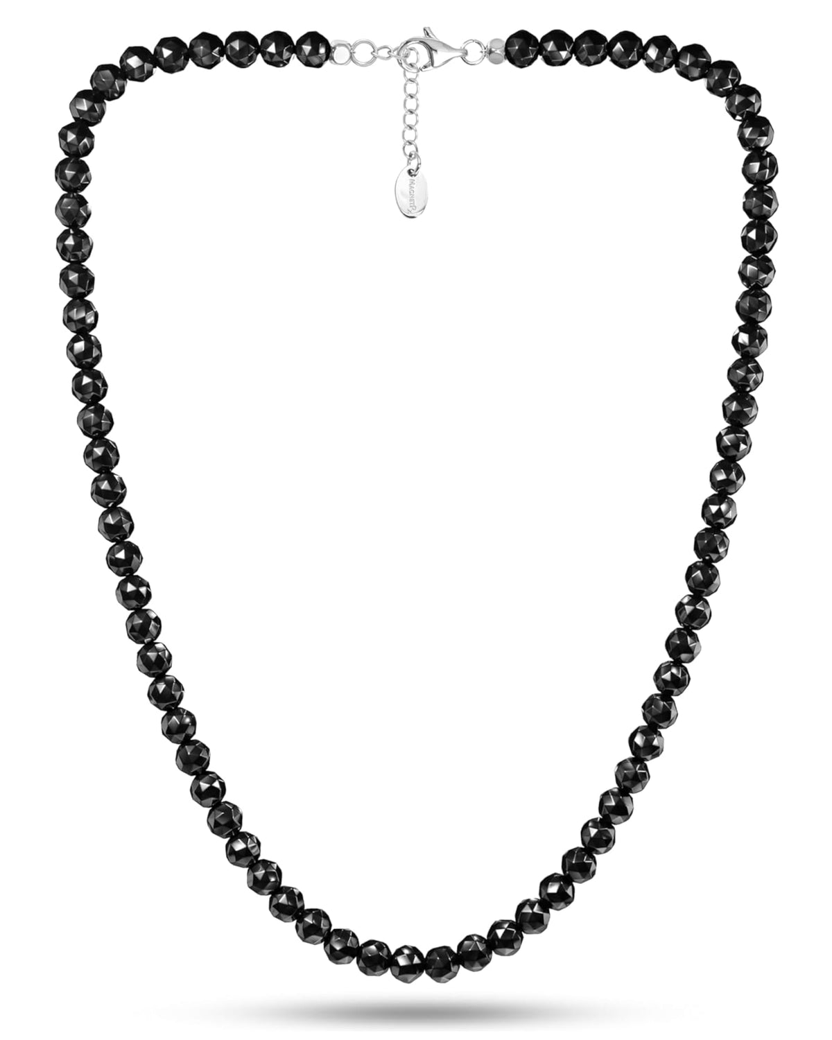 MagnetRX ultra-strength hematite beads closeup for a bold grounding look.