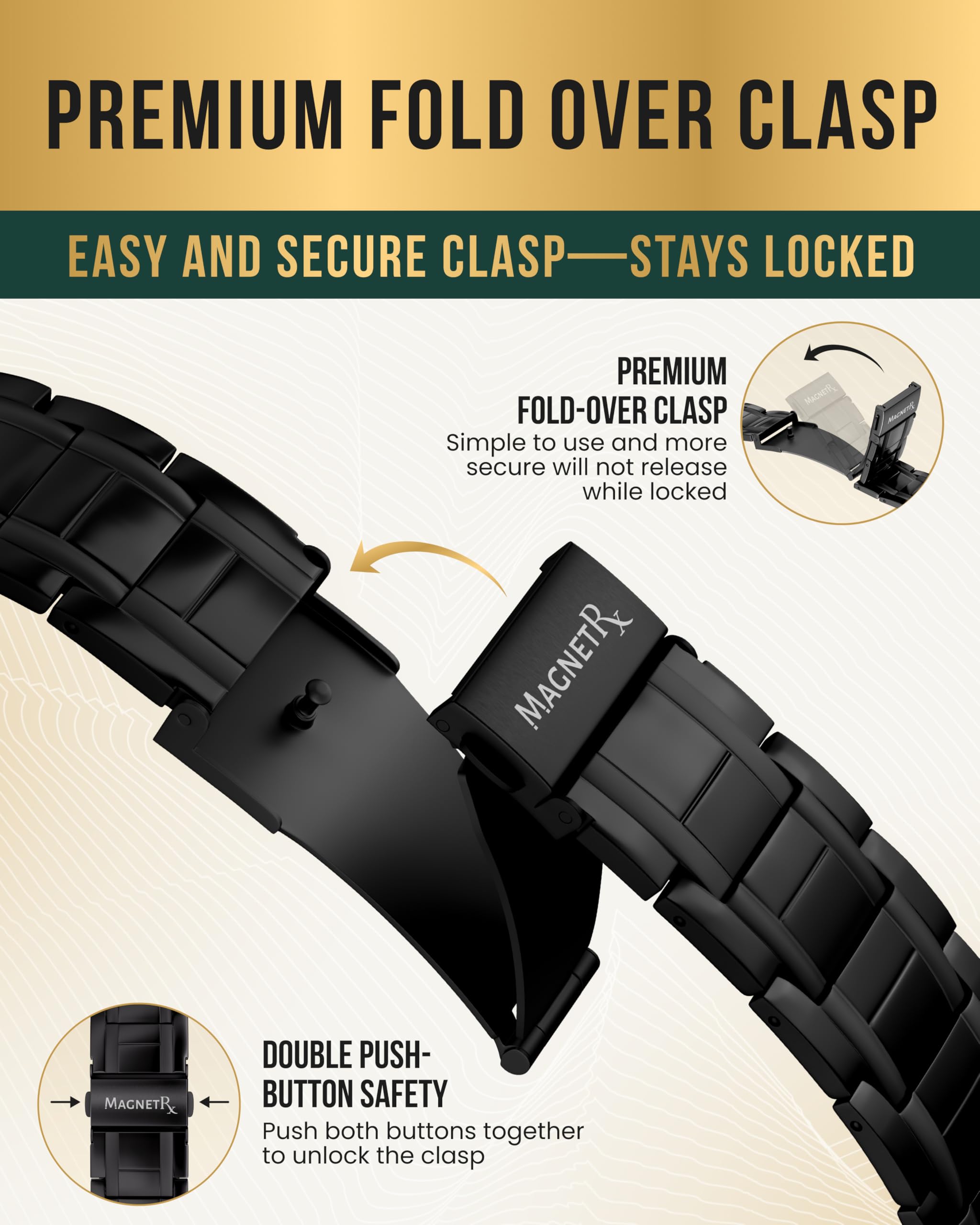 MagnetRX waterproof and sweat resistant titanium construction for active use