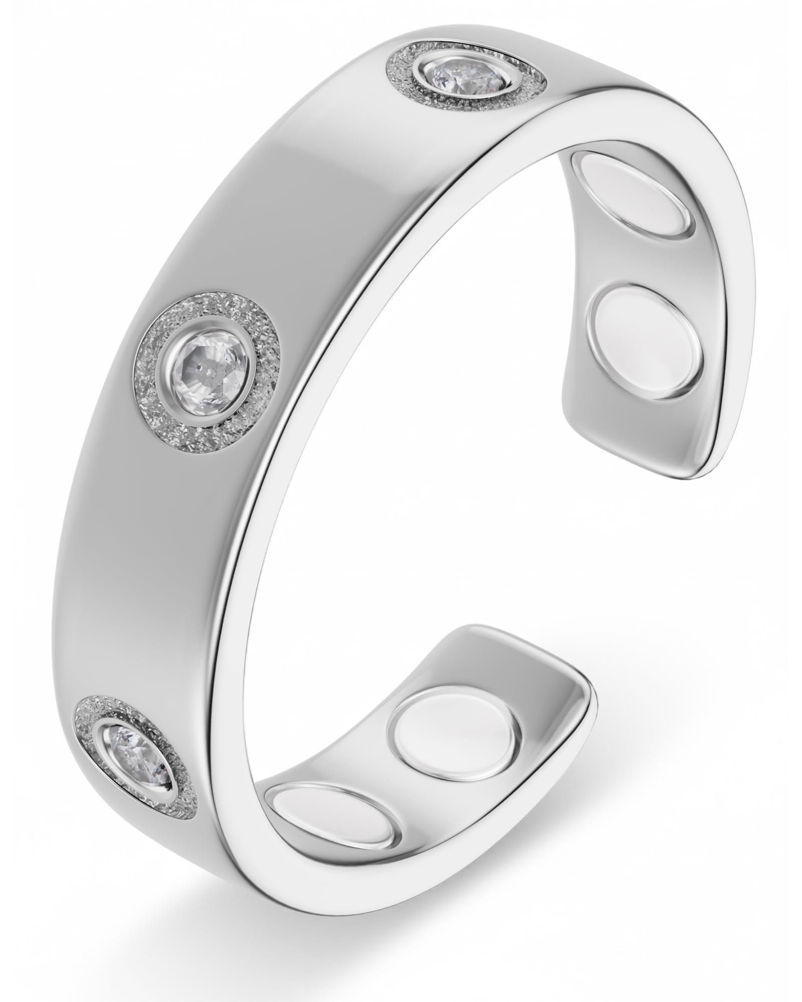 MagnetRX women's ring front view with crystal accents for everyday style.