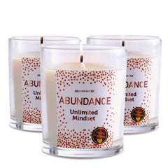 Magnificent 101 Abundance Mindset candle set closeup glow for calm ambience