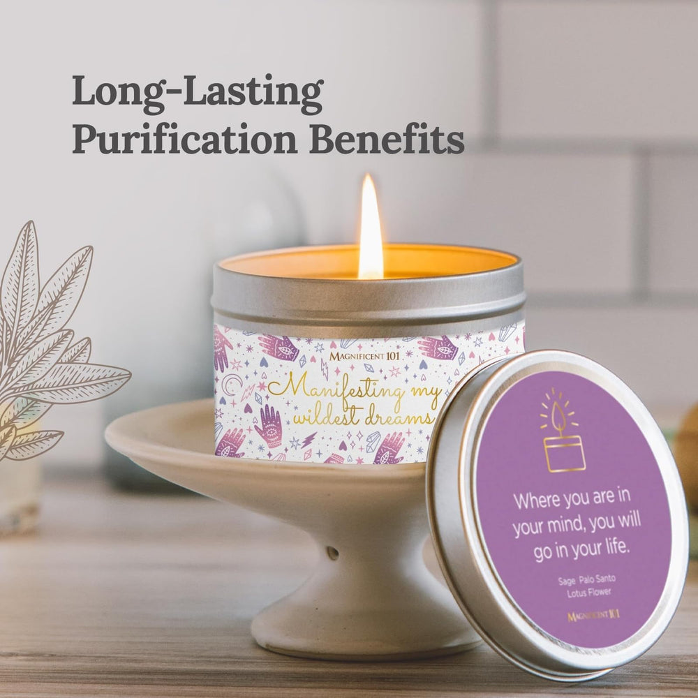 Magnificent 101 candle in a glow-ready 6oz tin to enhance massage sessions.