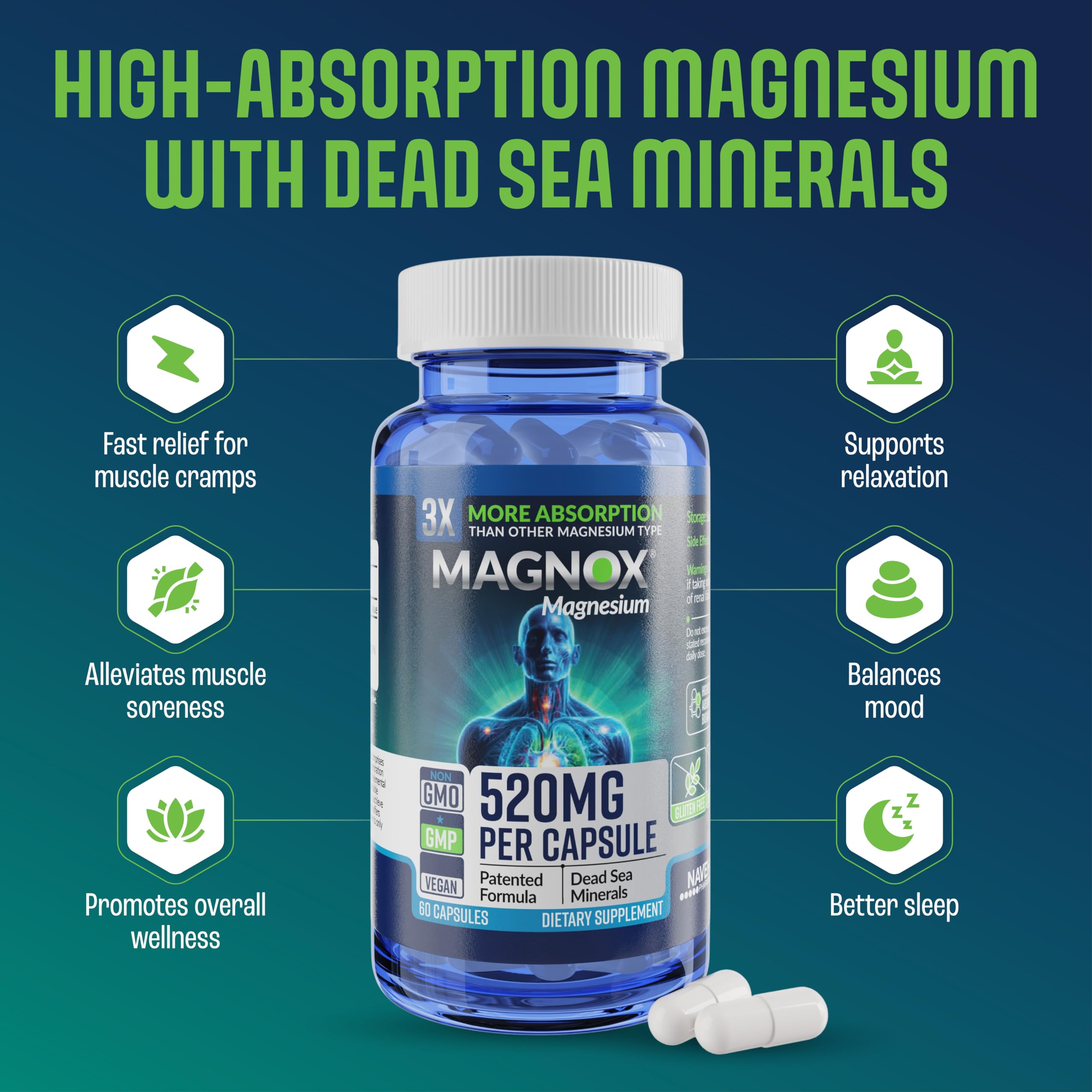 Vegan MAGNOX 520 label signals clean, plant-based magnesium