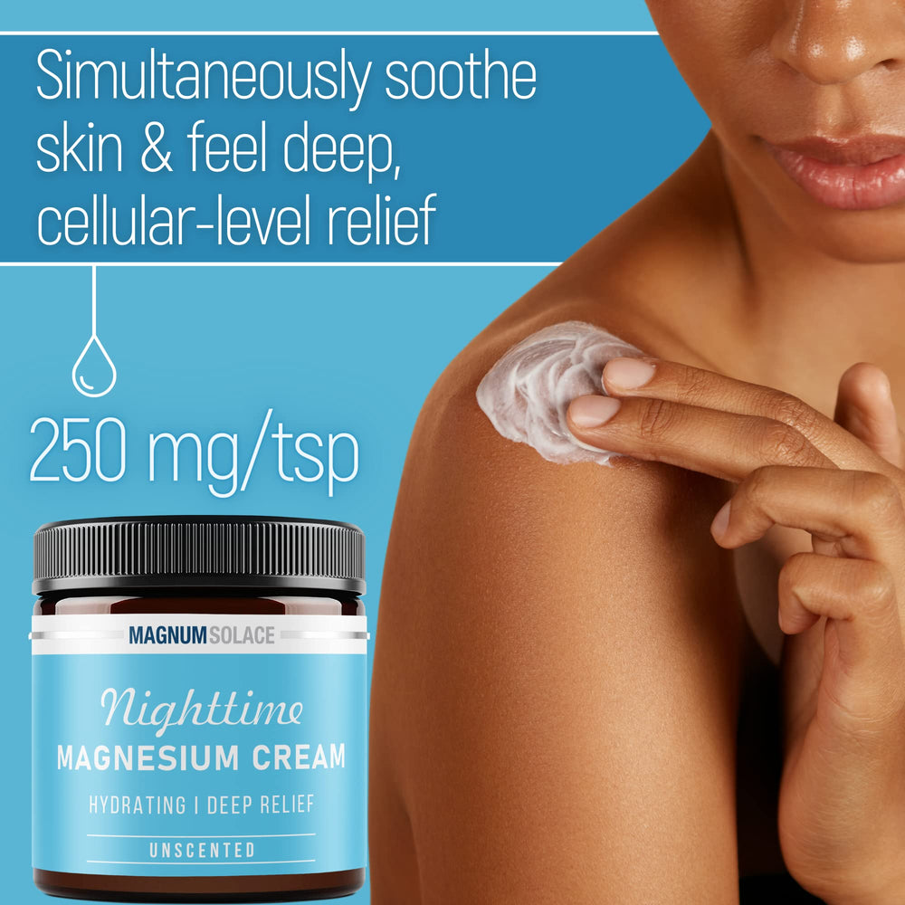 Magnum Solace night cream applied to legs for easy coverage