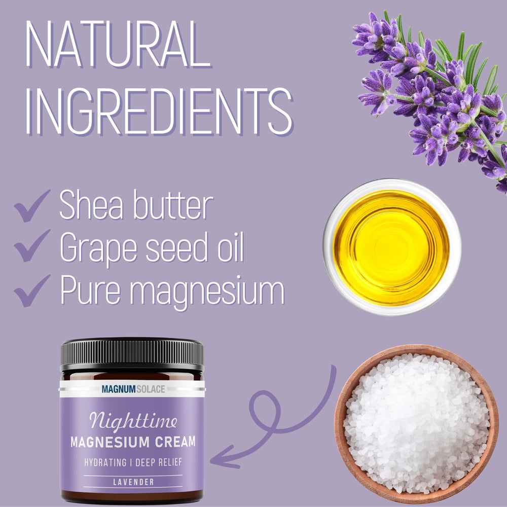 Nighttime jar close-up indicates concentrated magnesium blend.