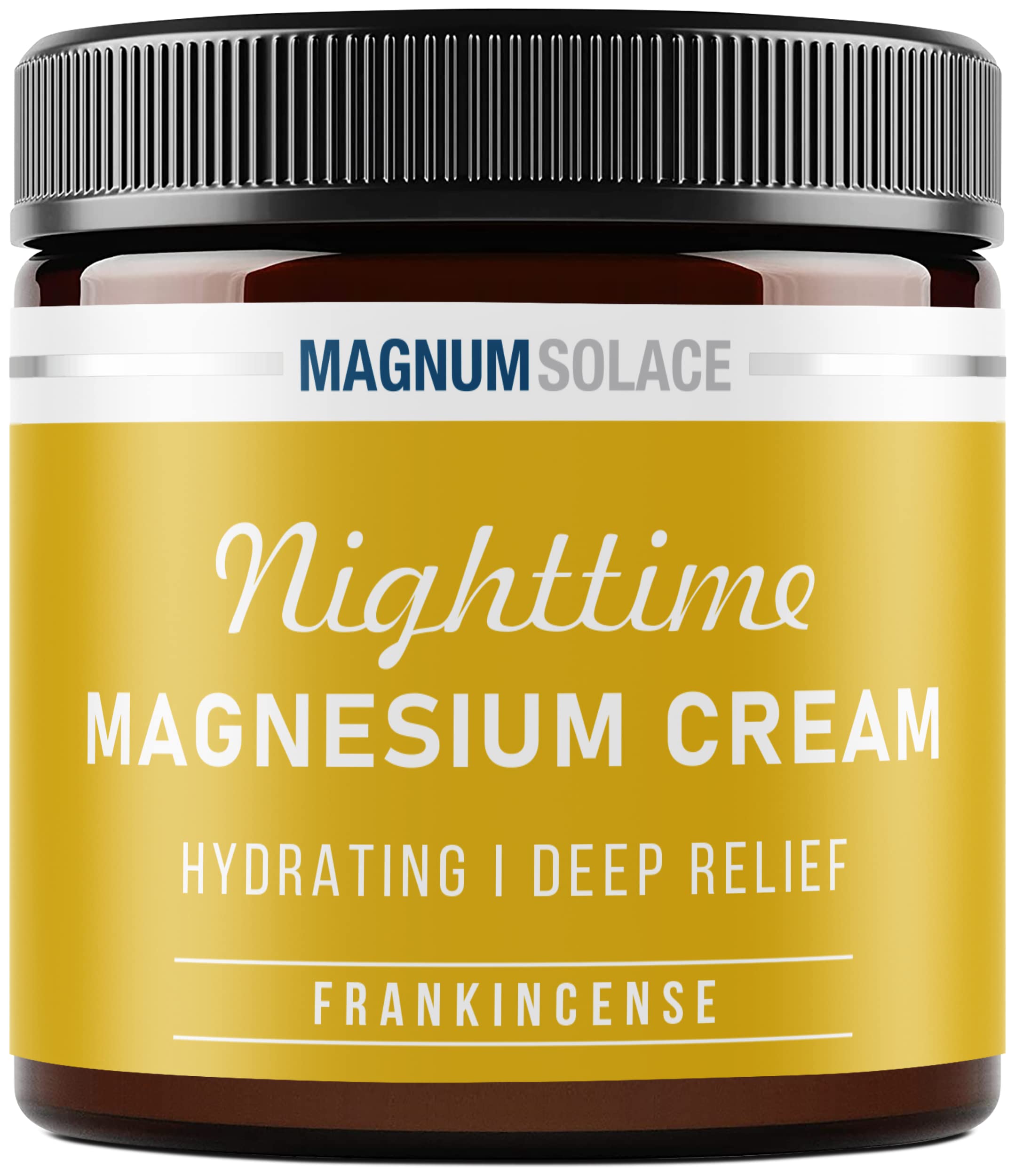 Magnum Solace magnesium cream bottle for calming nighttime routine