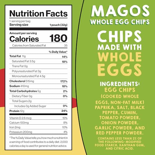 Magos Egg Chips showcasing crisp pita-style texture ideal for dips.
