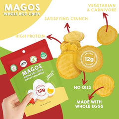 Magos Egg Chips offer 12g protein per bag for active days.