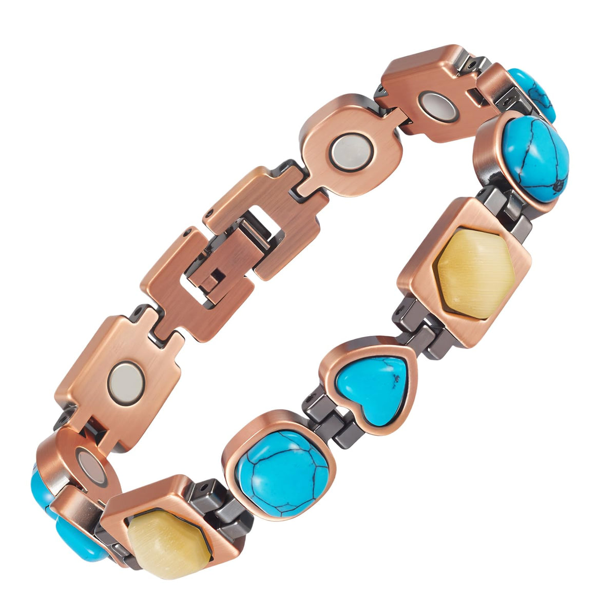 MagSølv copper bracelet with blue Turkish catseye for daily elegance.