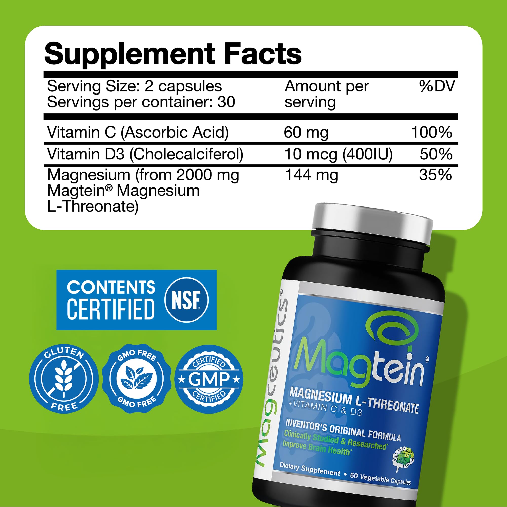 Capsules dosing graphic for Magtein daily intake