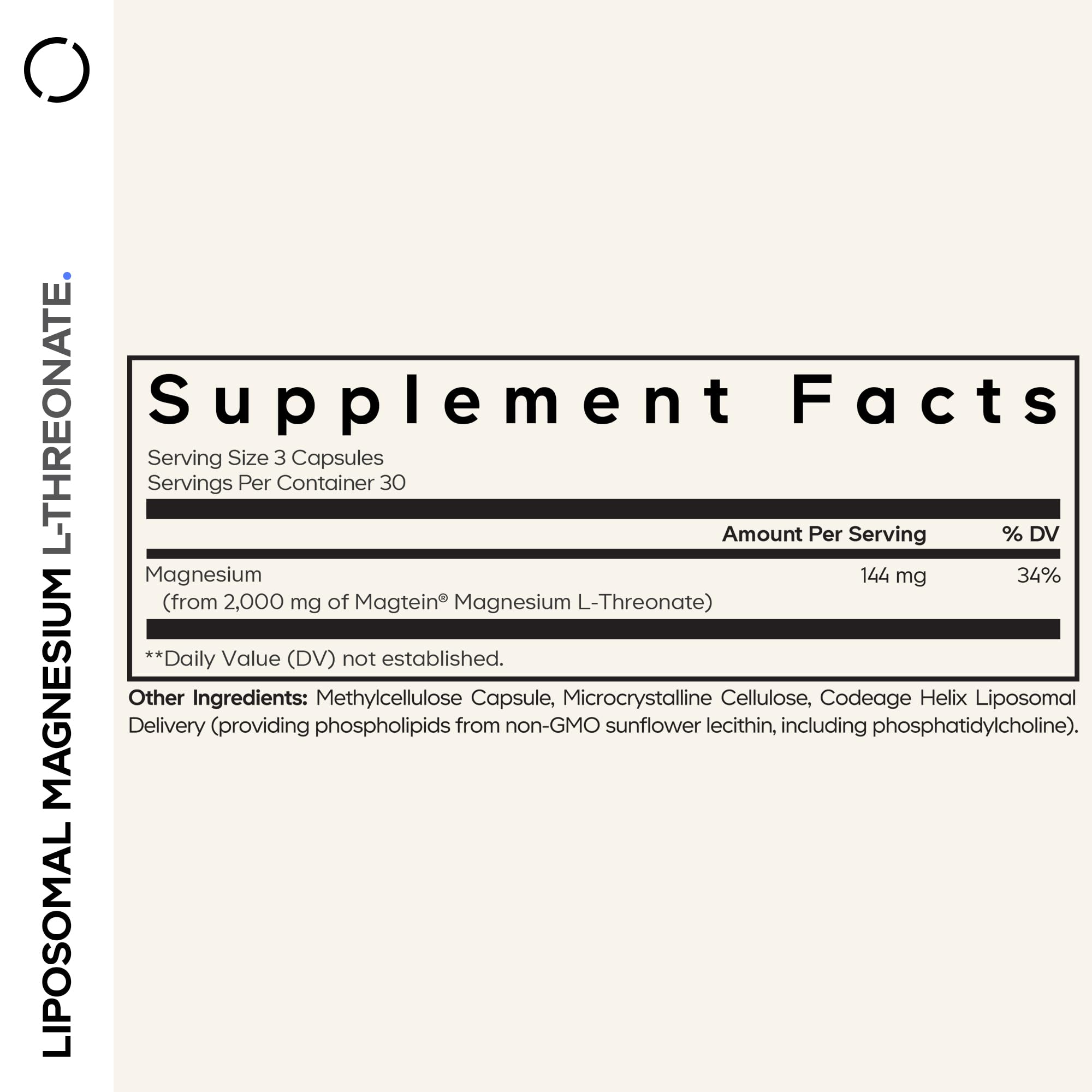 Codeage Magtein capsules close-up highlighting easy daily dosing for cognitive focus.