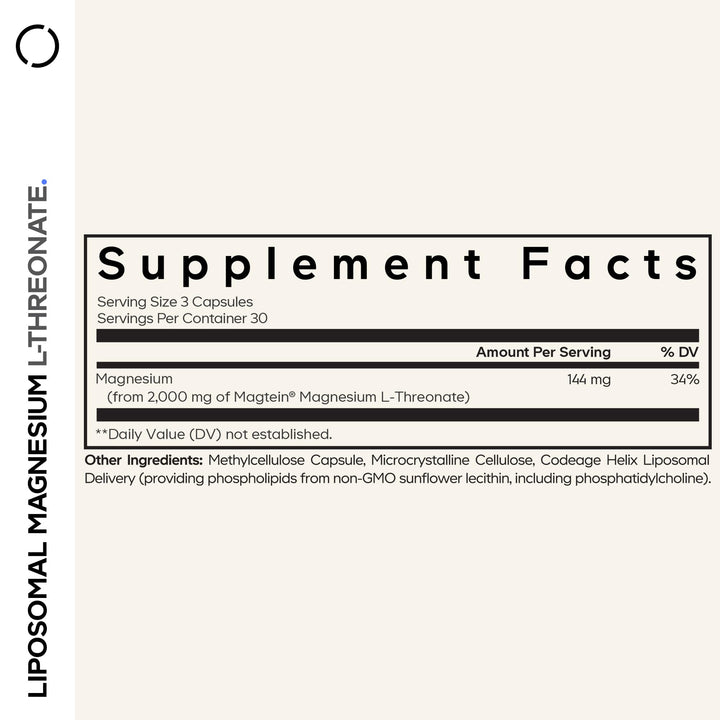 Codeage Magtein capsules close-up highlighting easy daily dosing for cognitive focus.
