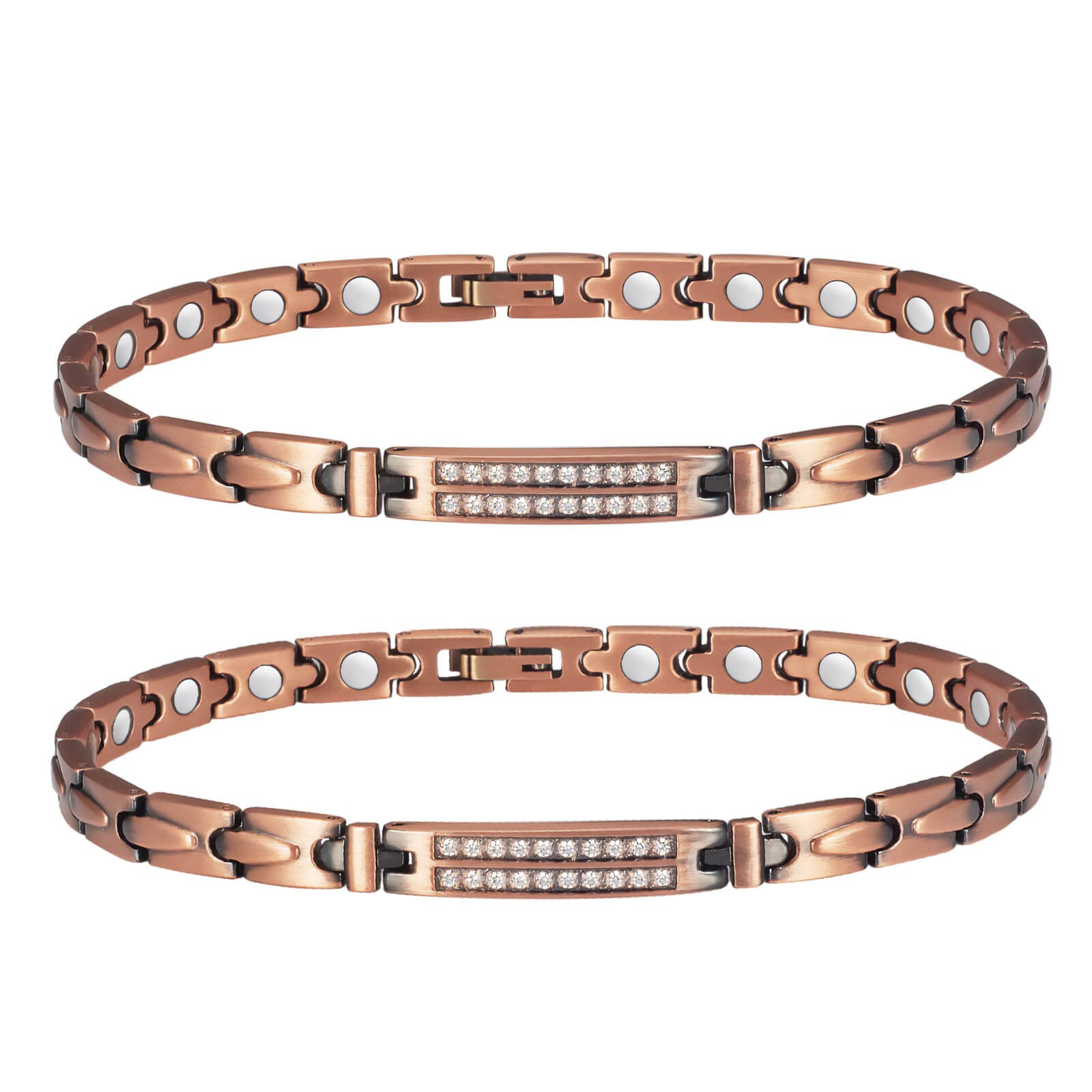 MagVIVACE copper ankle bracelet closeup showing hypoallergenic finish for daily wear