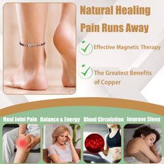 Model wearing MagVIVACE copper magnetic ankle bracelet for everyday elegance