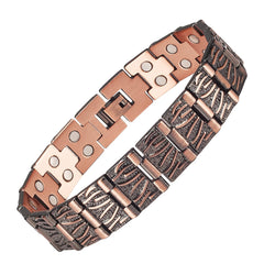 MagVIVACE copper bracelet worn on a man's wrist for everyday style and comfort.