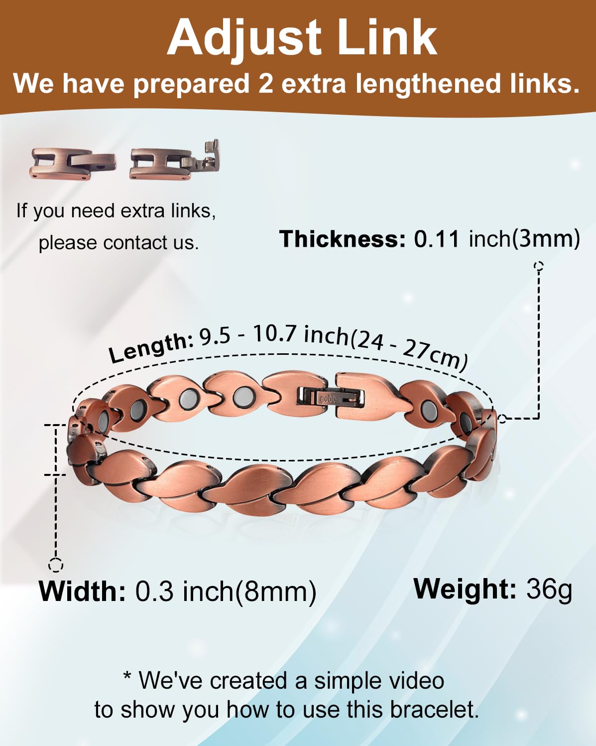MagVIVACE Pure Copper Anklet adjustable length image for home resizing and personalized fit