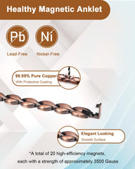 MagVIVACE Pure Copper Anklet hypoallergenic finish close-up, safe for sensitive skin