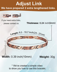 MagVIVACE pure copper ankle bracelet side view highlighting adjustable fit.