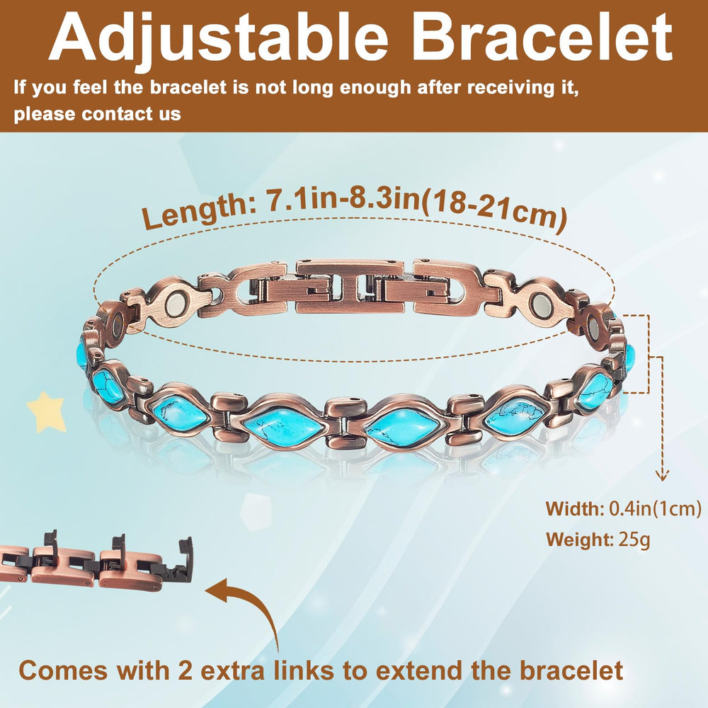 MagVIVACE turquoise-stones-embedded bracelet, vibrant color accents.