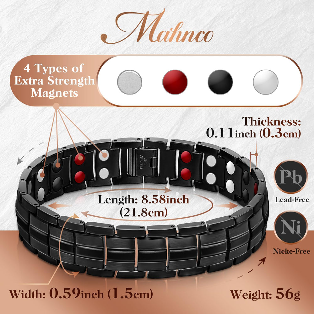 Mahnco bracelet remove tool included for easy adjustments.