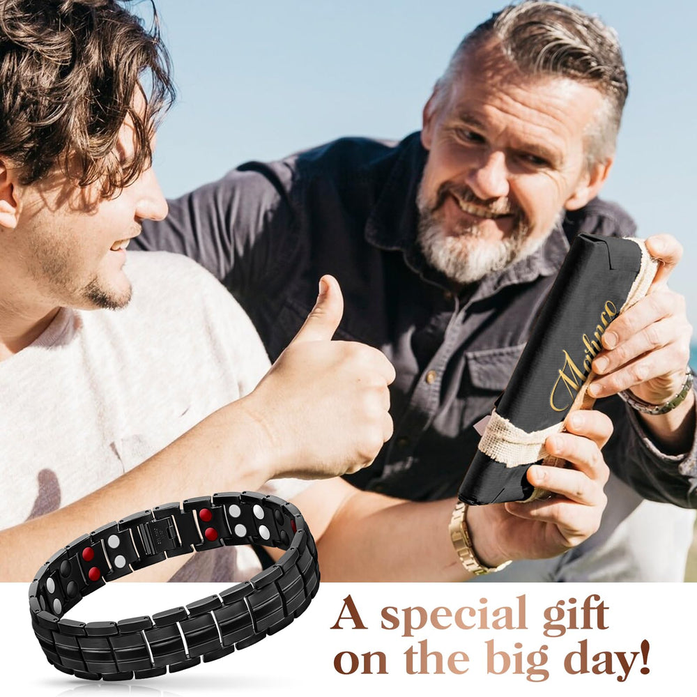 Mahnco bracelet two-row magnets featuring potential energy balance.