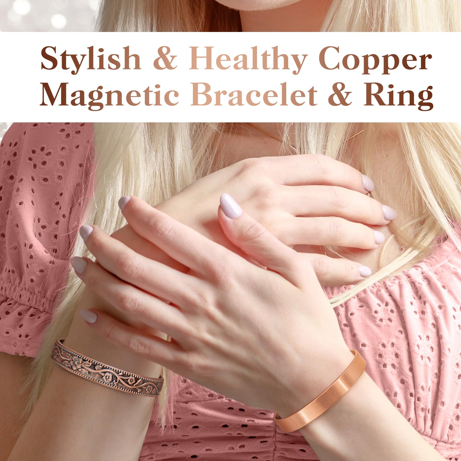 Mahnco copper bracelet worn on wrist, unisex fit for daily wear