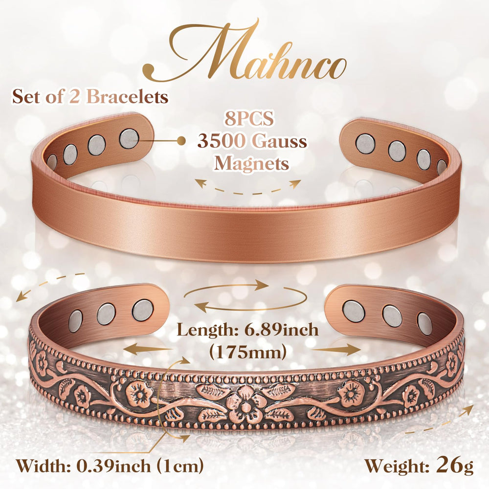 Mahnco copper bracelet open adjustable design for easy sizing