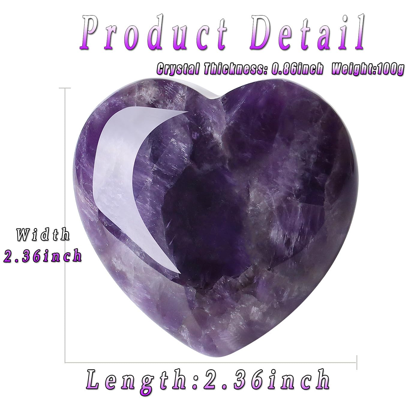 MAIBAOTA amethyst heart 100g weight for balanced energy display