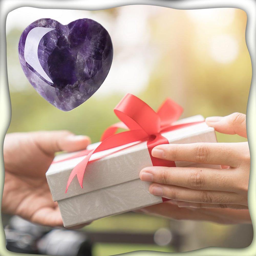 MAIBAOTA amethyst heart natural crystal highlights unique patterns and healing aesthetics