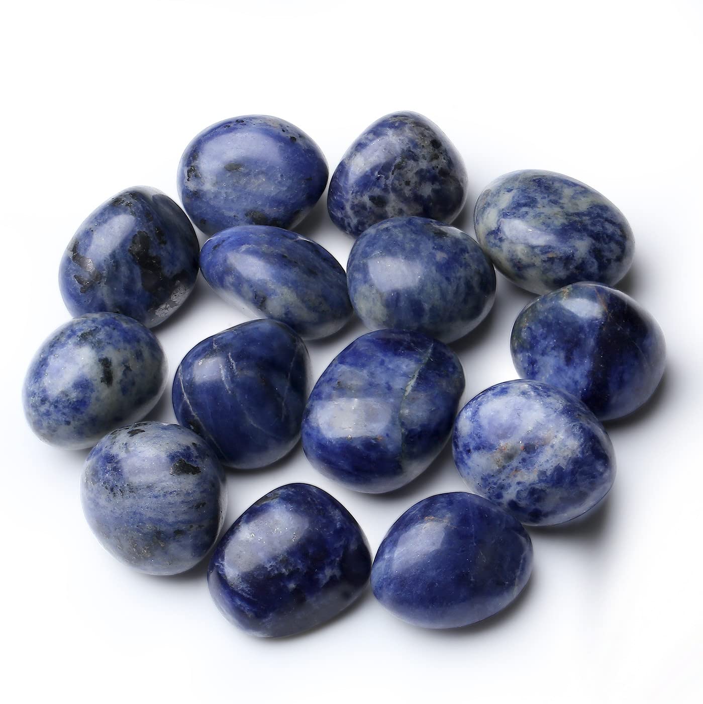 Maibaota blue sodalite stones bulk: tumbled crystals for meditation and mental clarity.