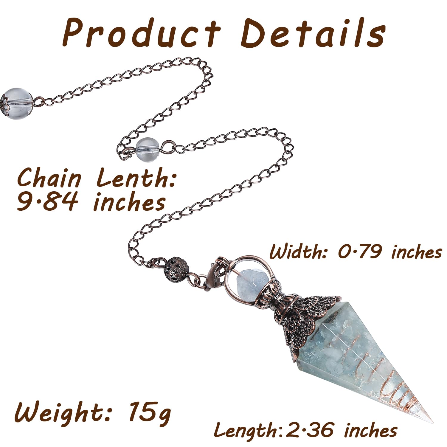 MAIBAOTA length 63-65 mm pendulum with 24 cm chain for easy handling.