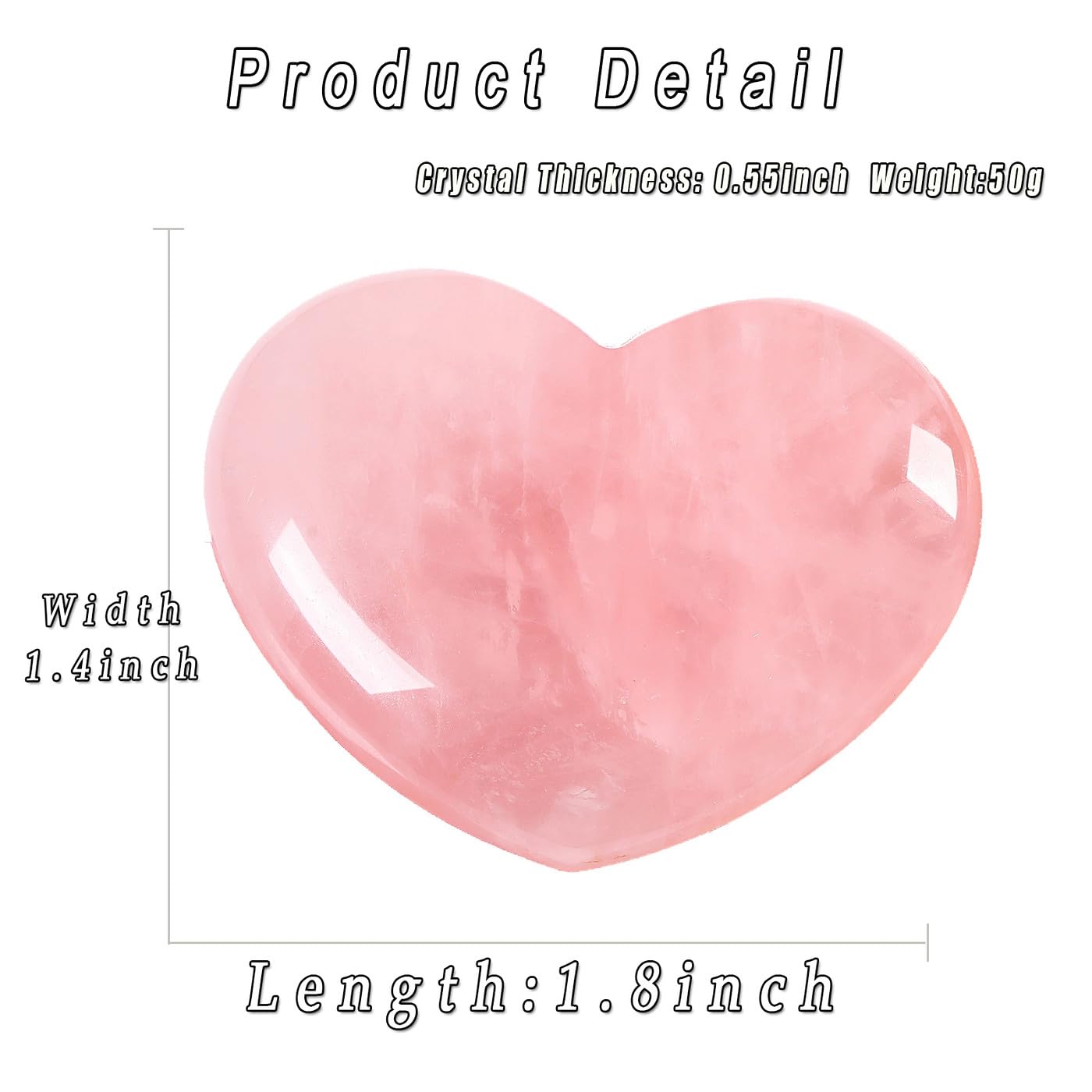 MAIBAOTA rose quartz heart close-up shows natural color variations