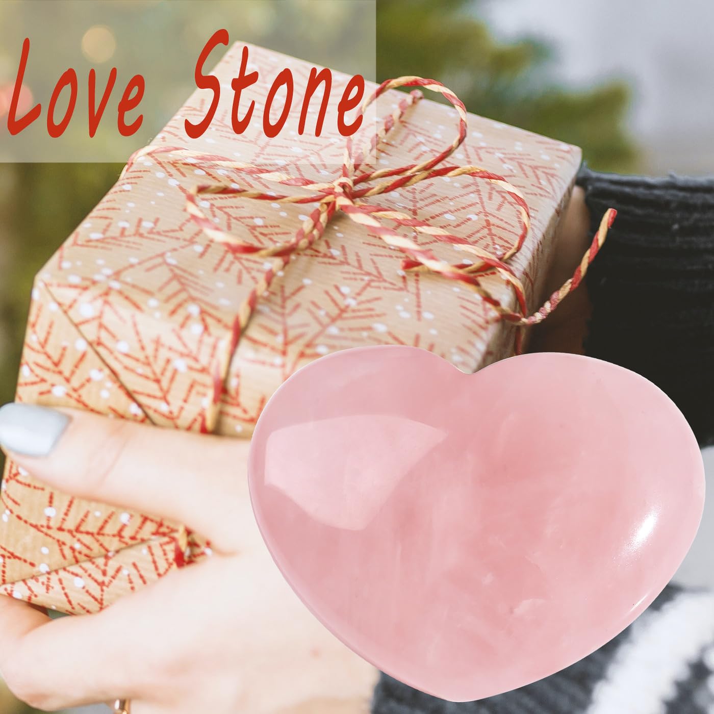 MAIBAOTA rose quartz heart gift box, ready to present